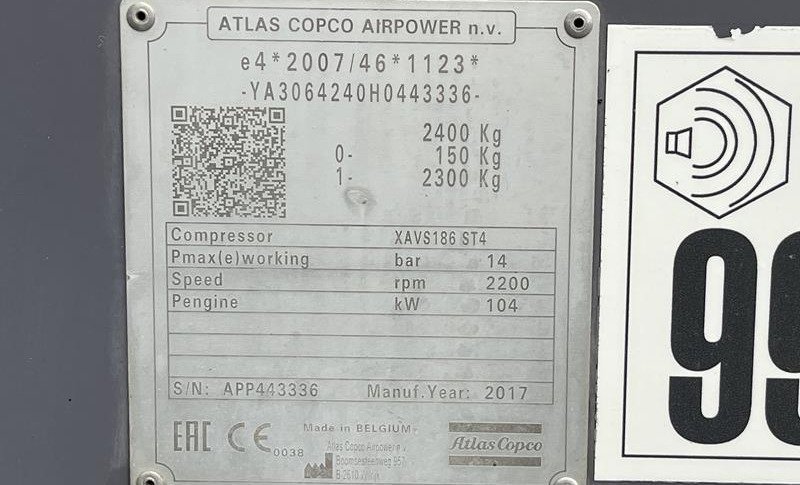 ATLAS COPCO XAVS 186 ST IV JD